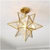 SAFAVIEH Lighting Collection Abrielle Art Deco Geometric Nickel Flush Mount (LED Bulbs Included)(Brass)