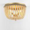 SAFAVIEH Lighting Collection Alodia Boho Coastal Brass/Natural Beaded Flush Mount (LED Bulbs Included)