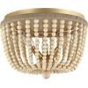 SAFAVIEH Lighting Collection Alodia Boho Coastal Brass/Natural Beaded Flush Mount (LED Bulbs Included)