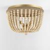 SAFAVIEH Lighting Collection Alodia Boho Coastal Brass/Natural Beaded Flush Mount (LED Bulbs Included)