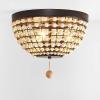 SAFAVIEH Lighting Collection Bolson Modern Boho Bronze/Natural Flush Mount (LED Bulbs Included)