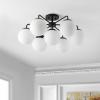 SAFAVIEH Lighting Collection Camdyn Sputnik Retro Black Orb Flush Mount (LED Bulbs Included)(Black)