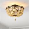 SAFAVIEH Lighting Collection Cascina Beaded Natural/Bronze Flush Mount (LED Bulbs Included)