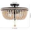 SAFAVIEH Lighting Collection Cascina Beaded Natural/Bronze Flush Mount (LED Bulbs Included)