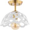 SAFAVIEH Lighting Collection Eldrid Contemporary White/Gold Flush Mount (LED Bulbs Included)