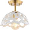 SAFAVIEH Lighting Collection Eldrid Contemporary White/Gold Flush Mount (LED Bulbs Included)
