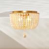 SAFAVIEH Lighting Collection Fidelma Boho Cream Beaded 2-Light Kitchen Bathroom Dining Bedroom Foyer Hallway Flush Mount (LED Bulbs Included)