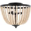 SAFAVIEH Lighting Collection Hamlin Bronze/Natural Beaded Flush Mount (LED Bulbs Included)
