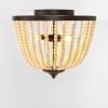 SAFAVIEH Lighting Collection Hamlin Bronze/Natural Beaded Flush Mount (LED Bulbs Included)