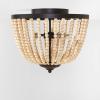 SAFAVIEH Lighting Collection Hamlin Bronze/Natural Beaded Flush Mount (LED Bulbs Included)