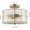 SAFAVIEH Lighting Collection Hannes Industrial Farmhouse Brass Flush Mount (LED Bulbs Included)(Brass)