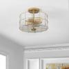 SAFAVIEH Lighting Collection Hannes Industrial Farmhouse Brass Flush Mount (LED Bulbs Included)(Brass)