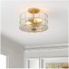SAFAVIEH Lighting Collection Hannes Industrial Farmhouse Brass Flush Mount (LED Bulbs Included)(Brass)