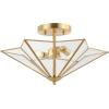SAFAVIEH Lighting Collection Haruna Brass Flush Mount (LED Bulbs Included)(Brass)