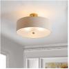SAFAVIEH Lighting Collection Jolana White Flush Mount (LED Bulbs Included)(Oatmeal/Gold)