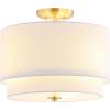 SAFAVIEH Lighting Collection Laconia White/Gold Flush Mount (LED Bulbs Included)