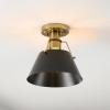 SAFAVIEH Lighting Collection Mazelle Industrial Farmhouse Black/Brass Flush Mount (LED Bulbs Included)