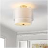 SAFAVIEH Lighting Collection Namida White/Gold Flush Mount (LED Bulbs Included)