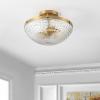 SAFAVIEH Lighting Collection Nienna Art Deco Clear/Gold Flush Mount (LED Bulbs Included)
