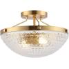 SAFAVIEH Lighting Collection Nienna Art Deco Clear/Gold Flush Mount (LED Bulbs Included)