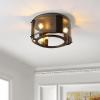 SAFAVIEH Lighting Collection Olen Modern Chrome/Black Flush Mount (LED Bulbs Included)
