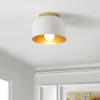 SAFAVIEH Lighting Collection Peale Modern Contemporary White/Gold Flush Mount (LED Bulb Included)