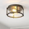 SAFAVIEH Lighting Collection Tiller Antique Silver Flush Mount (LED Bulbs Included)