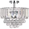 SAFAVIEH Lighting Collection Vaxcel Art Deco Glam Chrome/ Clear 14-inch Diameter 3-light Flush Mount Ceiling Light Fixture (LED Bulbs Included)