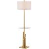 Safavieh Lighting Collection Ambrosio 61″ Brass and Gold Floor Lamp Side Table