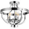 SAFAVIEH FLU4042A Vanda Nickel Brass 3-Light (LED Bulbs Included) Flush Mount