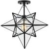 SAFAVIEH Lighting Collection Abrielle Art Deco Geometric Nickel Flush Mount (LED Bulbs Included)(Black)