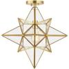 SAFAVIEH Lighting Collection Abrielle Art Deco Geometric Nickel Flush Mount (LED Bulbs Included)(Brass)