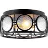 SAFAVIEH Lighting Collection Ander Black Flush Mount (LED Bulbs Included)