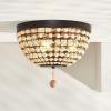 SAFAVIEH Lighting Collection Bolson Modern Boho Bronze/Natural Flush Mount (LED Bulbs Included)