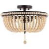 SAFAVIEH Lighting Collection Cascina Beaded Natural/Bronze Flush Mount (LED Bulbs Included)