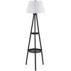 SAFAVIEH Lighting Collection Dorea Modern Black 63-inch Double Tray Table Tripod Floor Lamp (LED Bulb Included)