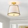 SAFAVIEH Lighting Collection Lanis White/Gold Flush Mount (LED Bulbs Included)