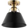 SAFAVIEH Lighting Collection Mazelle Industrial Farmhouse Black/Brass Flush Mount (LED Bulbs Included)