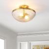 SAFAVIEH Lighting Collection Nienna Art Deco Clear/Gold Flush Mount (LED Bulbs Included)