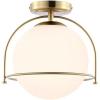 SAFAVIEH Lighting Collection Valise Gold/White Globe Flush Mount (LED Bulb Included)