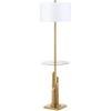Safavieh Lighting Collection Ambrosio 61″ Brass and Gold Floor Lamp Side Table