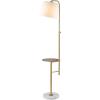 Safavieh Lighting Collection Sorsi Brass Gold 64-inch Floor Lamp with Table (LED Bulb Included)