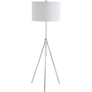 SAFAVIEH FLL4007B Lighting Collection Cipriana Nickel Floor Lamp, 0, Silver/White(Silver / White)