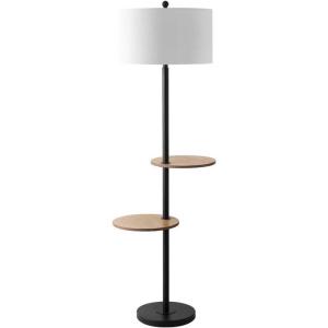 SAFAVIEH FLL4076A Lighting Kelsen 2-Shelf Matte Black 63-inch (LED Bulb Included) Floor Lamp