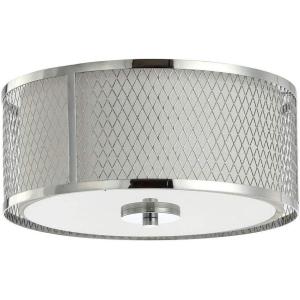 SAFAVIEH FLU4031A Braydon Chrome and White 2-Light (LED Bulbs Included) Flush Mount