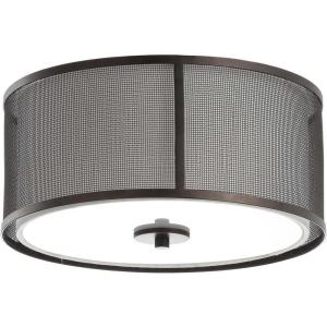 SAFAVIEH FLU4035A Layne Dark Grey and White 2-Light (LED Bulbs Included) Flush Mount