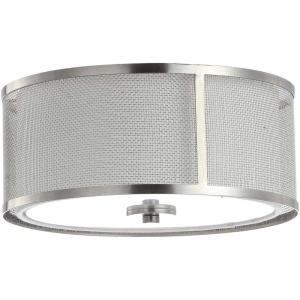 SAFAVIEH FLU4038A Eldon Nickel and White 2-Light (LED Bulbs Included) Flush Mount