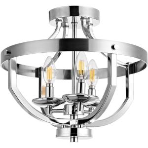 SAFAVIEH FLU4042A Vanda Nickel Brass 3-Light (LED Bulbs Included) Flush Mount