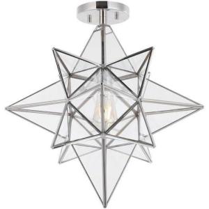 SAFAVIEH Lighting Collection Abrielle Art Deco Geometric Nickel Flush Mount (LED Bulbs Included)(Nickle)