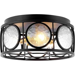 SAFAVIEH Lighting Collection Ander Black Flush Mount (LED Bulbs Included)